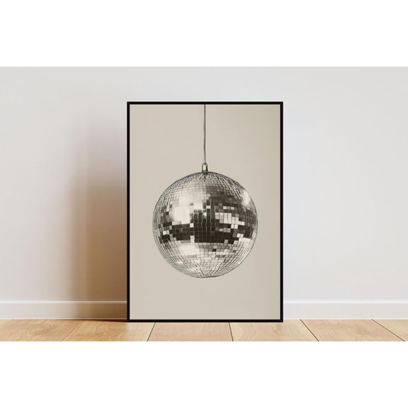Silver Disco Ball Poster Trendy Wall Art Mirrorball Poster Music Poster Trendy Decor Minimalist Poster Disco Poster Disco Wall Art , Poster Print Only