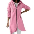 thumbnail image 2 of Hoodies for Women Zpanxa Women's Solid Color Zip up Hoodie, Long Irregular Hem Long Coat, Plus Size Winter Warm Sweatshirts Jackets Hoodies Outerwear with Pockets Pink XL, 2 of 5