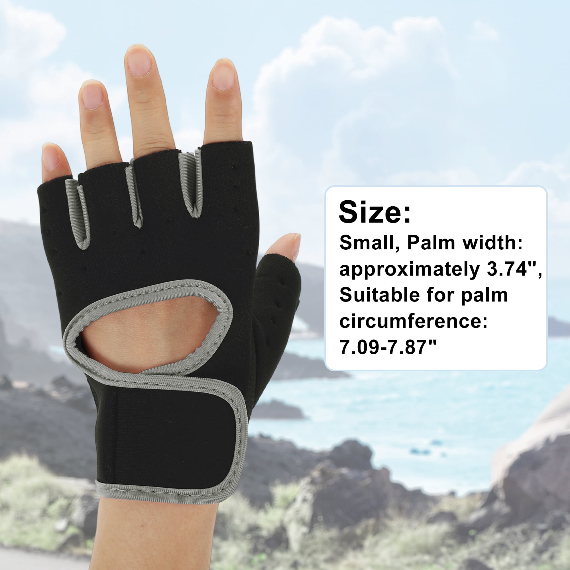 Unique Bargains 1Pair Half-finger Strength Training Sport Gloves Gray Small