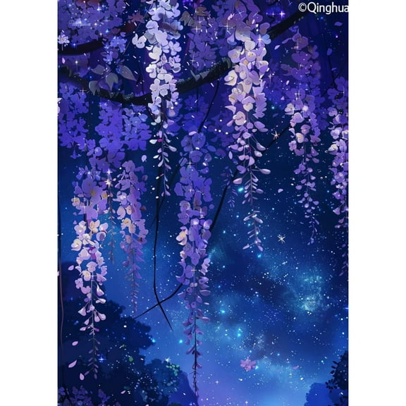 DIY 5D Diamond Art Beautiful Wisteria Flowers Paint with Full Drill Round Diamond Gems Painting by Number Kits for Adults Art Craft Home Wall Decor 11.8x15.8in