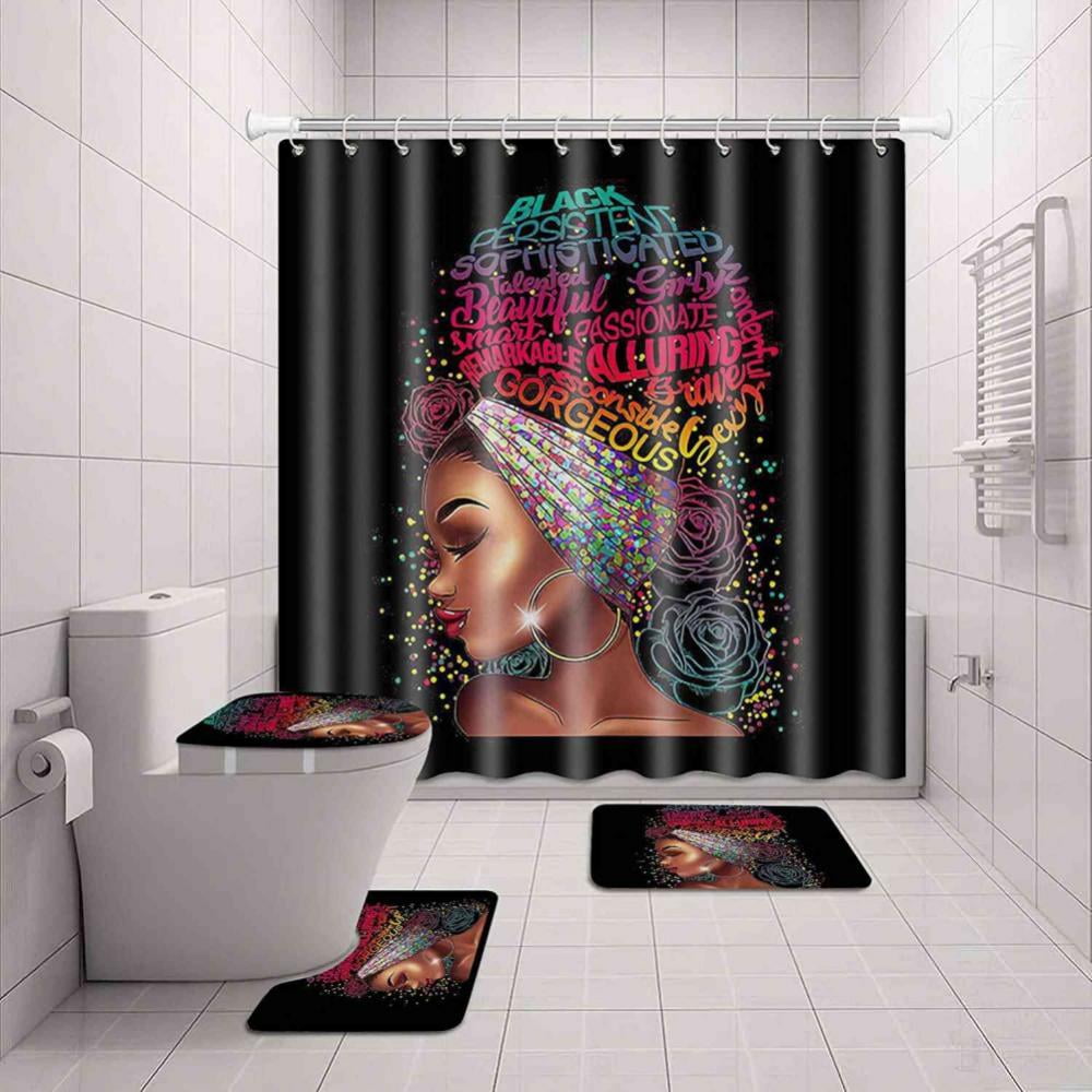 Lions 4 Piece Bathroom Shower Curtain Sets With Rugs And Accessories  Clearance