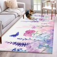 thumbnail image 3 of Spring Flower Area&nbsp;Rug 4x6ft Idyllic Purple Lavender Butterfly Non-Slip&nbsp;Washable Square&nbsp;Rugs Soft Felt Indoor Floor Mat for Bedroom Kitchen Living Room Bathroom, 3 of 9