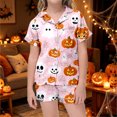 thumbnail image 2 of Halloween Pajamas Kids Size 11-12 Years Nightwear Full Print Short Sleeve Top with Elastic Shorts Soft Pjs for Girls Light Pink, 2 of 6