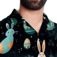thumbnail image 5 of Easter Men's Casual Spread Collar Hawaiian Short Sleeve Button Down Summer Beach Tops, 5 of 6