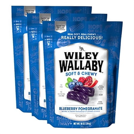 Wiley Wallaby 10 Ounce Blueberry Pomegranate Gourmet Australian Style Soft & Chewy Licorice Candy Twists (3 Pack)