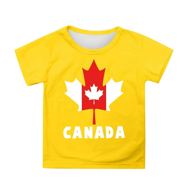 GDREDA Canada T-Shirts à Imprimé Drapeau Canada Day T-Shirt à Manches Courtes pour Filles T-Shirt d'Été à Col Rond Coupe Décontractée T-Shirts Basiques