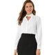 thumbnail image 1 of Blusa con cuello de gargantilla para mujer Allegra K manga larga camisa de trabajo con cuello vuelto blanco XS, 1 of 6
