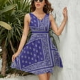 thumbnail image 3 of Purple Bandana Dress Fashion Beach Long Dresses Female Party Printed Sundress, 3 of 7