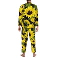 thumbnail image 5 of Kll Sunflowers In Vintage Sleepwear Mens Flannel Pajamas,Long Cotton Pj Set, 5 of 9