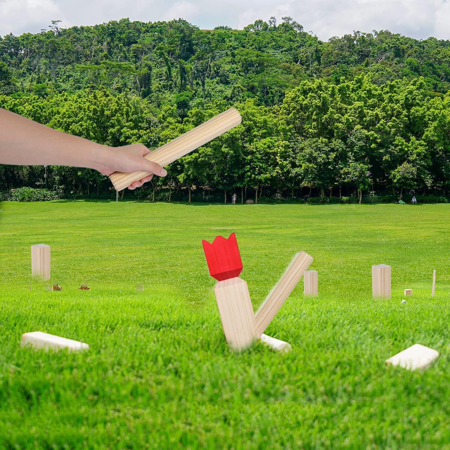 Kubb Yard Game Set - Fun, Interactive Outdoor Family Games for Adults and Kids, Durable Blocks with Travel Bag, Perfect for Backyards, Lawn, and Beach