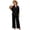 Black, variant on Two Piece Sets For Women Spring Travel Vacation Outfits 2026 Casual Linen Blend Button Down Long Sleeve Shirt And Elastic Waist Wide Leg Pants Set For Daily Wear And Office Casual 2XL Wine