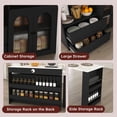thumbnail image 5 of Kitchen Island with Extendable & Rotating Table, MDF with Walnut Veneer Retro Design, 4 Drawers & Glass Door Cabinets with Built-in Socket, Expandable Dining Station for 2-4 Person, 5 of 26
