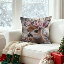 Christmas Pink Pillow Covers 17.7x17.7 Inches Decorative Pillow Cases Soft Fabric Hidden Zipper Home Holiday Decor Seasonal Decoration