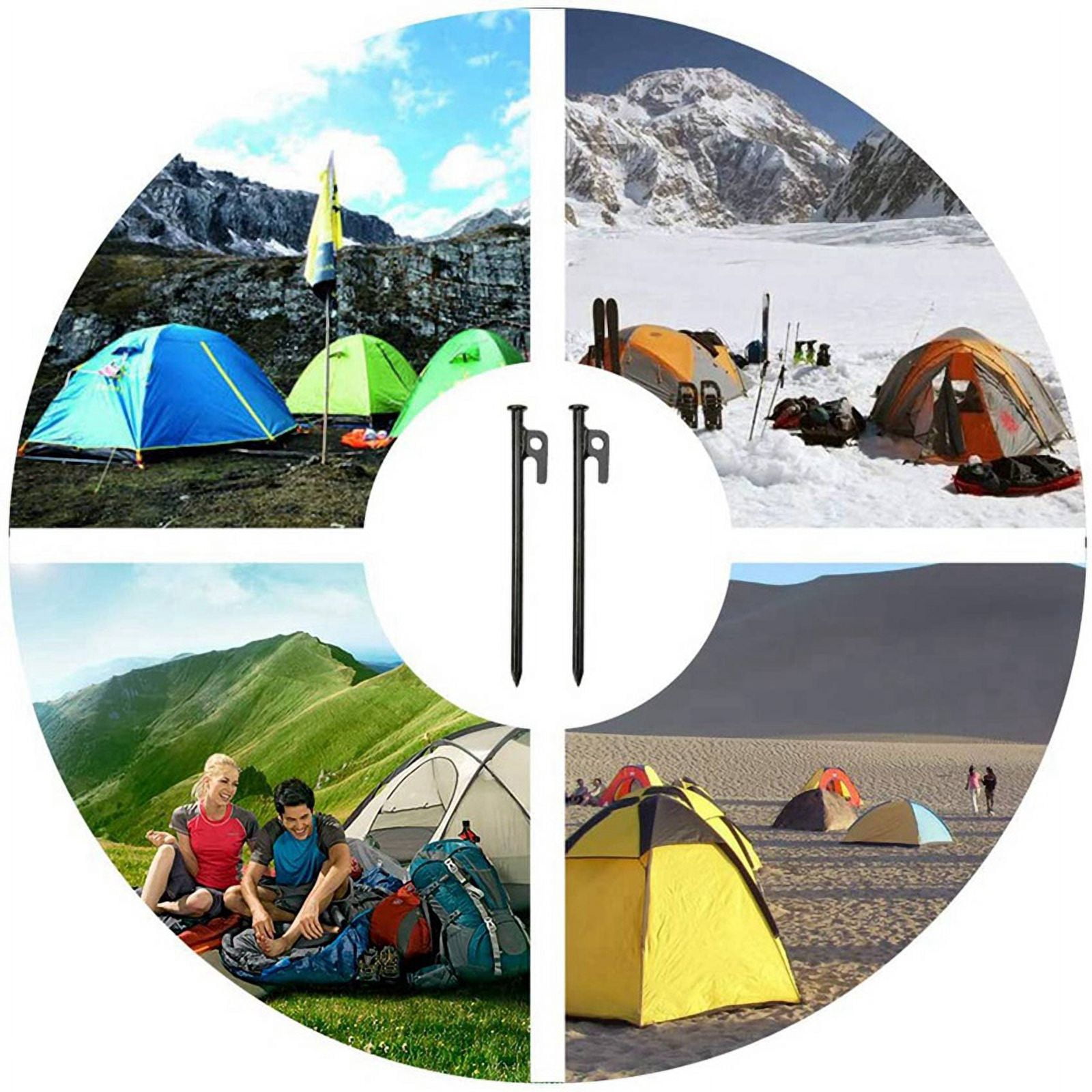 16 Pack Tent Stakes Heavy Duty Metal Tent Pegs for Camping Steel Tent Stakes Unbreakable and Inflexible,40cm,16 x Tent Stakes Tarp Peg,Black