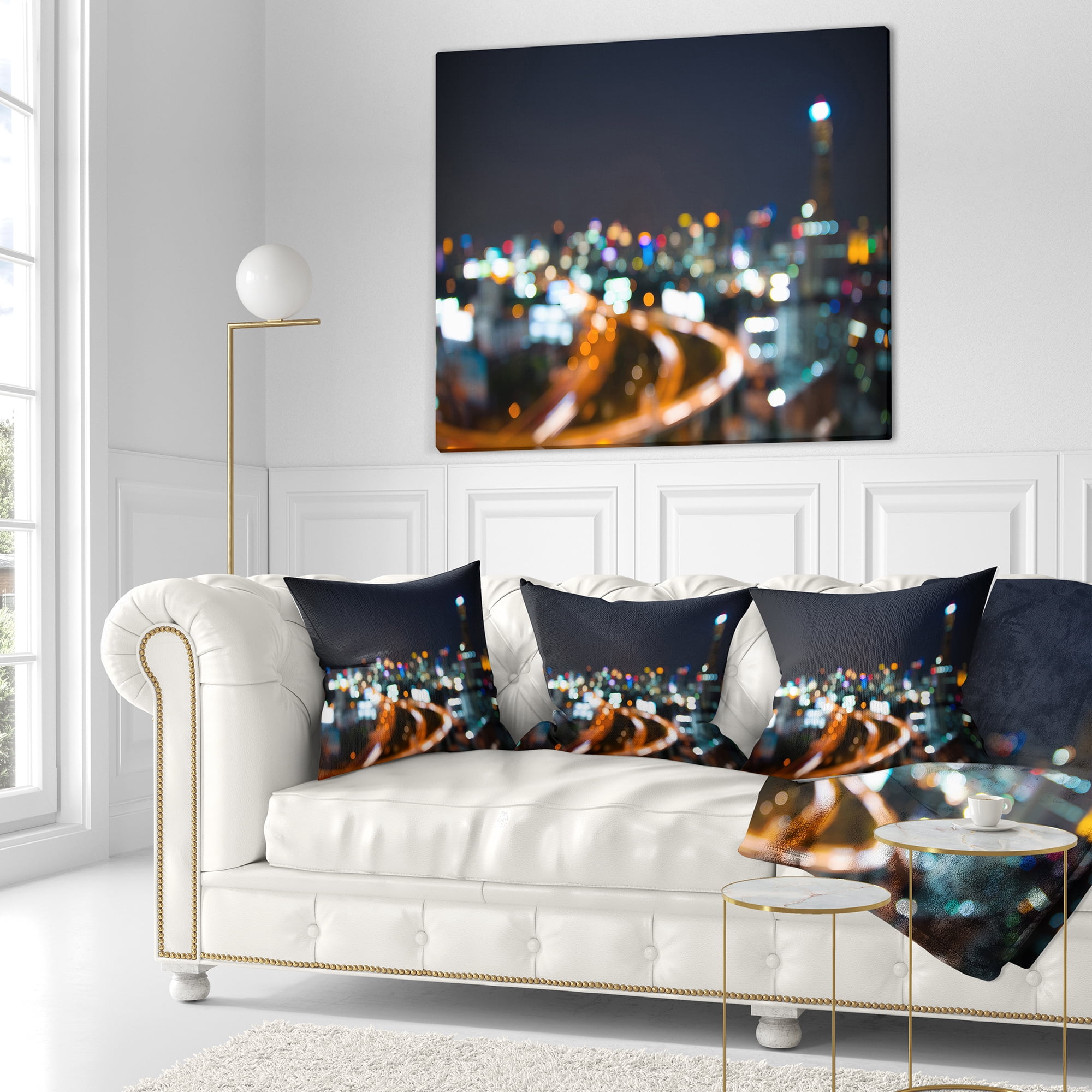 Designart Bangkok City at Twilight - Cityscape Throw Pillow - 18x18