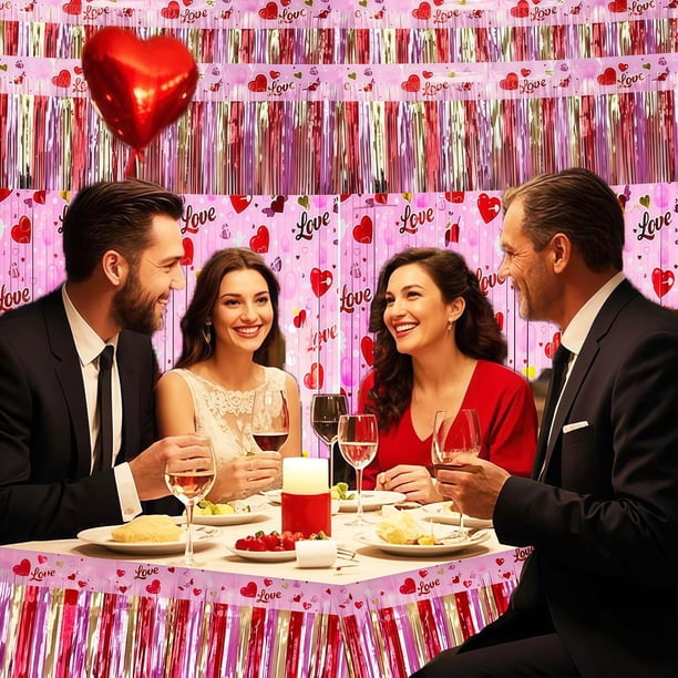 Cortina de papel de aluminio con forma de corazón para San Valentín, ideal para bodas, pedidas de mano, aniversarios y fiestas.