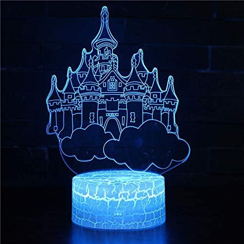Castle 3D Night Light 16 Color Change Lamp Acrylic Flat ABS Base USB Charger Home Decoration Toy Brithday Kid Children Gift