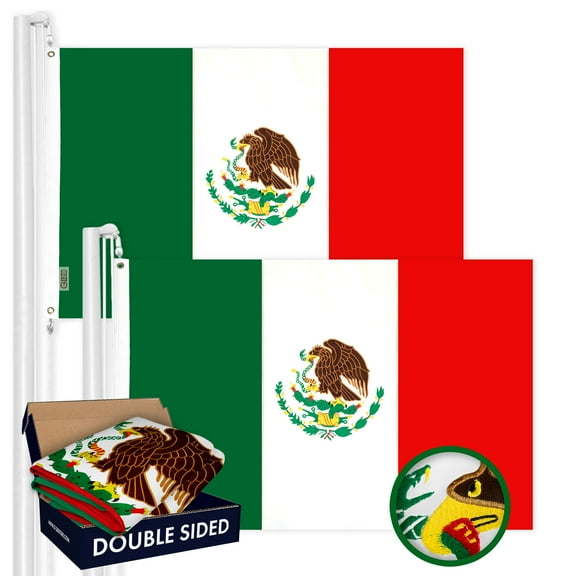 Mexico Mexican Flag 3x5FT 2-Pack Double-sided Embroidered Polyester By G128