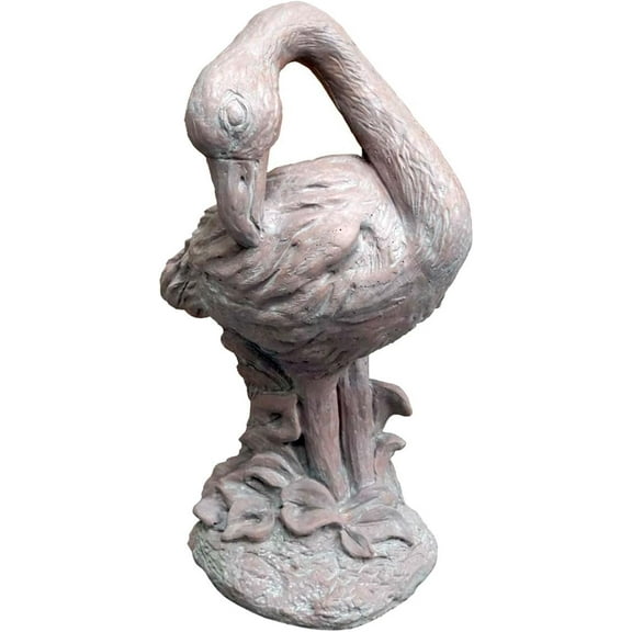 Solid Rock Stoneworks 23" Head Down Flamingo Concrete Statue, Brick Color