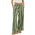 thumbnail image 2 of High Waist Women Striped Print Patchwork Loose Casual Pants Wide Leg Trousers, 2 of 5