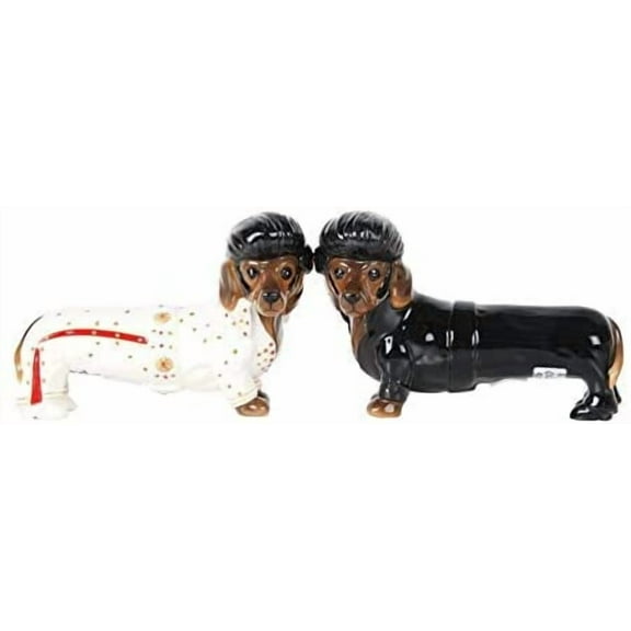 Adorable Elvis The King of Rock & Roll Doxies Salt and Pepper Shaker Set Cute Dachshund Wiener Dog Tabletop Decoration SP Set