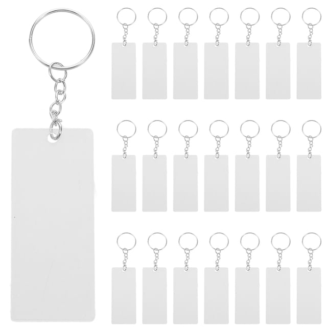 20 llaveros acrílicos rectangulares transparentes en blanco para manualidades, llaveros DIY, colgantes de llave transparentes para proyectos de vinilo y manualidades