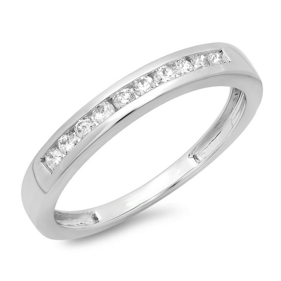 Dazzlingrock Collection 0.25 Carat (ctw) 14K Round Cut Diamond Stackable Anniversary Wedding Band 1/4 CT, White Gold, Size 10