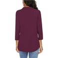 thumbnail image 4 of Womens Tops 3/4 Sleeve Shirts V Neck Collared Blouse Dressy Casual Pleated Front Tunic Tops Clothes, 4 of 7