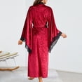 thumbnail image 2 of Gibobby Bata calientita mujer Albornoz de color sólido transpirable empalme ropa para el abrigo(Rojo,G), 2 of 5