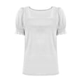 thumbnail image 4 of HADST Women's Short Sleeve Square Neck Top, Casual Striped Puff Sleeve Blouse, Soft Stretch Summer Shirt for Daily Wear, 4 of 5
