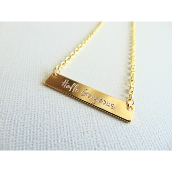 Personalized Nameplate Necklace, custom engraved name Bar necklace