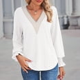 thumbnail image 2 of Ohufall Womens Tops, Women's Fashion Casual Spring Summer Long Sleeve V-Neck Blouses & Shirts Womens Fashion, 2 of 8
