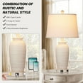 thumbnail image 6 of Cinkeda 24" Touch Control Single Table Lamp with USB Type-C Ports AC Outlet Farmhouse White Resin Jar 3 Way Dimmable Nightstand Bedside Lamp for Living Room Bedroom, 6 of 7