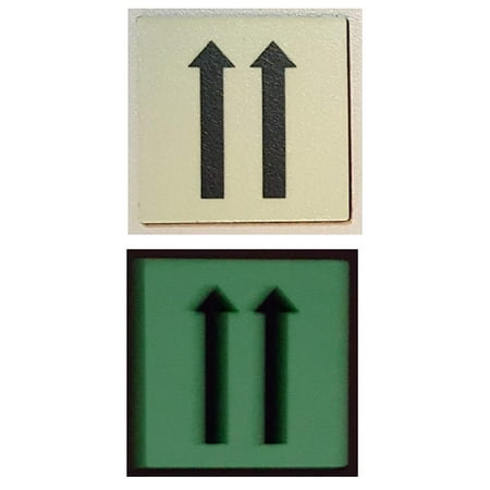 

PHOTOLUMINESCENT DOOR IDENTIFICATION LETTER Two Arrow Up SIGN HEAVY DUTY / GLOW IN THE DARK DOOR NUMBER SIGN HEAVY DUTY (ALUMINUM SIGN 1.5 X 1.5)