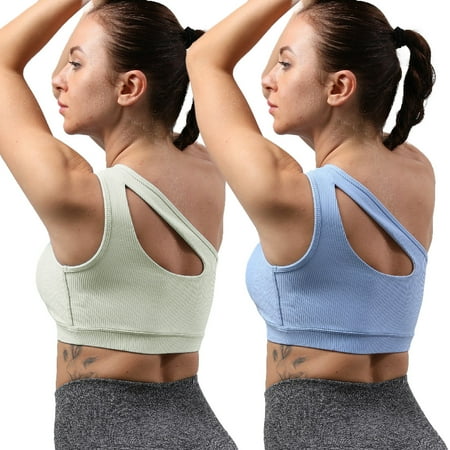 

Hibalala 2-piece women s One Shoulder sports Underwear Exercise Yoga Underwear Sexy Medium Support crop top