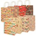thumbnail image 1 of 8 bolsas de regalo de cumpleaños de papel kraft con asas, 25x10x32cm, diseño de dibujos animados, bolsas de recuerdos para fiestas, suministros para ocasiones de cumpleaños Feliz Sencillez, 1 of 5
