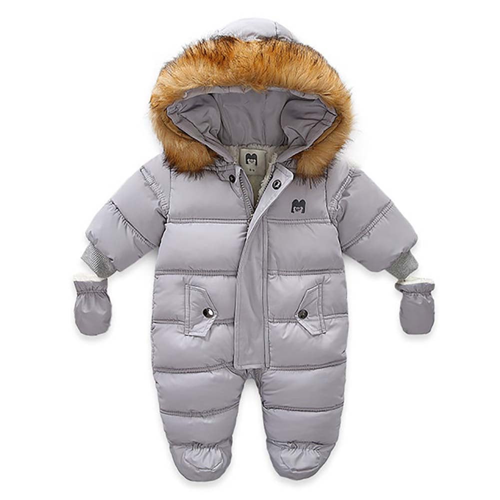 Faroot Winter Kids Snowsuit Baby Warm Down Jacket Coat Jumpsuit Children Clothing Gray