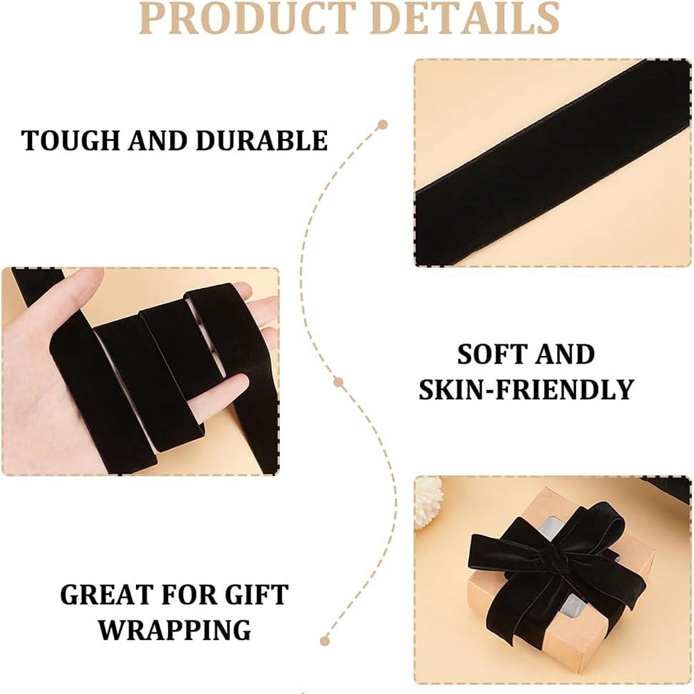 80 Yards Single Face Velvet Ribbon for Gift Wrapping Party Decorations Black 1 inch(25~25.5mm)