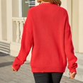 thumbnail image 2 of WEIYLL Hauts pour Femmes Nœud Bouton Col Rond Manches Longues Chandail Tricoté Uni Rouge Décontracté Automne Hauts,L, 2 of 8