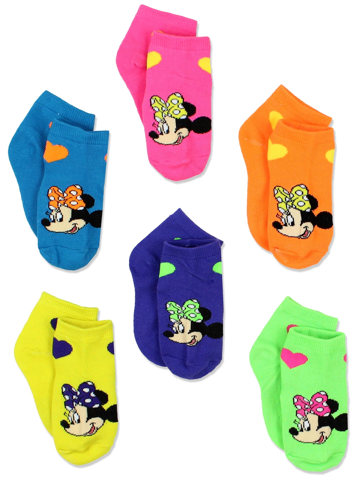 Disney Minnie Mouse Toddler 6 Pack Quarter Socks Set MW095GQS