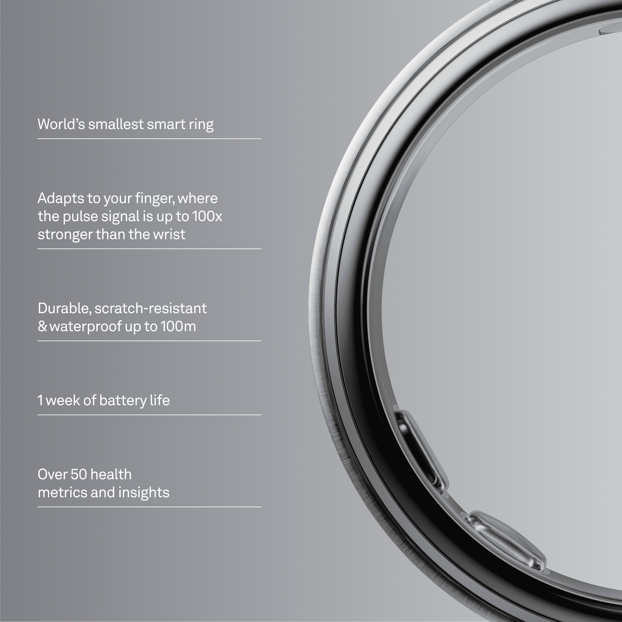 Oura Ring 5 - Brushed Silver - Size 7 - World’s Smallest Smart Ring - Sleep, Activity, Women’s Health, AI Advisor, 1 Week of Battery Life, Size Before You Buy, Android & iOS Compatible