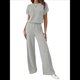 thumbnail image 2 of Traje Informal de Dos Piezas para Mujer, para Viajes y Vacaciones de Verano, con Corta y Pantalones Anchos. Gris XXL, 2 of 7
