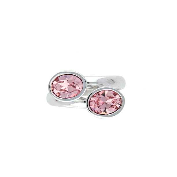 Anillo para Mujer con Cristal Fino Swarovski en forma de Oval– Bañado en Rodio– Anillo Elegante y Brillante-Aretes de Mujer de Moda, Joyería para Mujer de Moda– Regalo especial Ortiz Espinosa Temporada