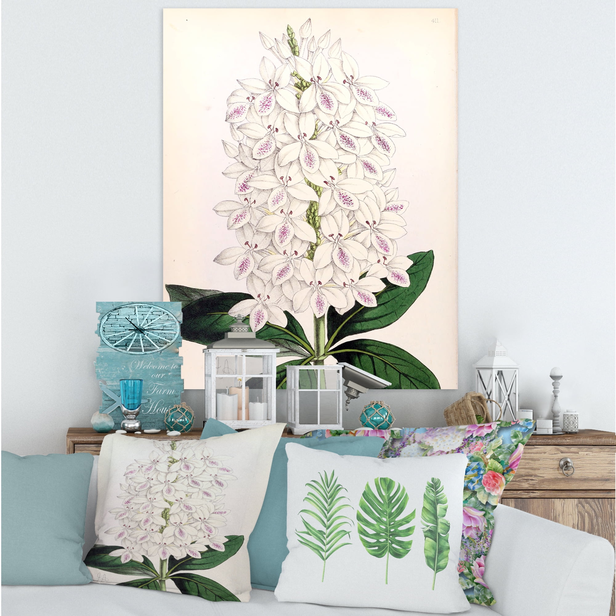 Ancient White Orchid III 24 in x 32 in Painting Canvas Art Print, by Designart