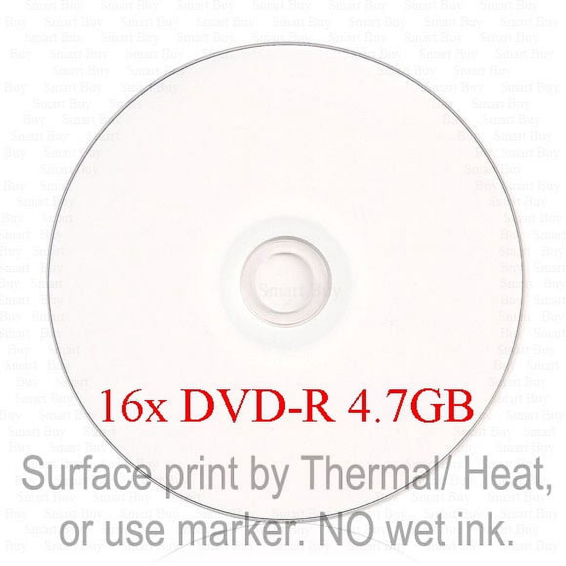 300 Pack Smartbuy 16X DVD-R 4.7GB 120Min White Thermal Hub Printable Data Blank Media Recordable Disc