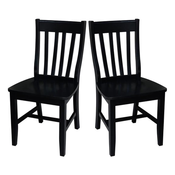 Pemberly Row Contemporary Wood Dining Chair in Black (Set of Two)
