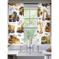 thumbnail image 2 of Construction Truck Sheer Curtains 63 Inch Length 2 Panels for Living Room, Cartoon Grips and Bulldozers Stirrup Car Voile Kitchen Curtain Set, Luxury Privacy Drapes Window Treatment for Bedroom, 2 of 7