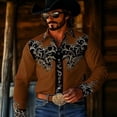 thumbnail image 2 of LIIPEE Western Cowboy Floral Graphic Shirt For Men Long Sleeve Turn Down Collar Button Up Shirts Male Comfortable Breathable Tops,XXXXL, 2 of 4