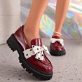 thumbnail image 3 of HEWUQI Women's Polka Dot Bow Loafers Platform Business Casual Dressy slip on Comfortable Breathable Arch Support for Daily Commuting Wine Size 7.5, 3 of 7