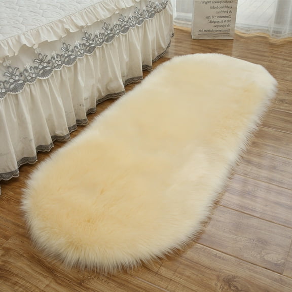 Soft Plush Area Rugs Oval 2 x 4ft Modern Decor Fluffy Rugs Carpet for Bedroom Living Room Nursery Beige Shaggy Floor Mats